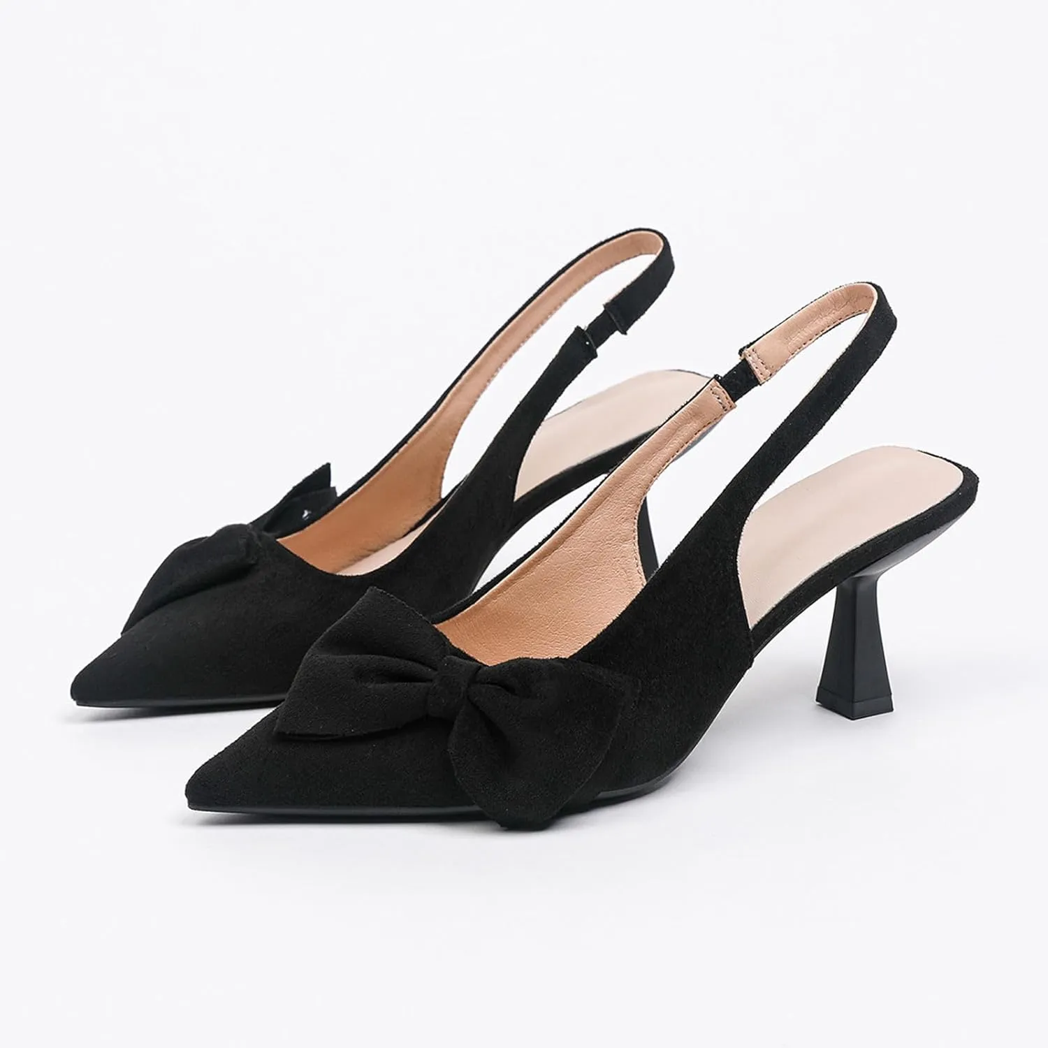 Slingback Heels for Women Bow Closed Pointed Toe Pumps Kitten Heel Wedding Party Dress Shoes