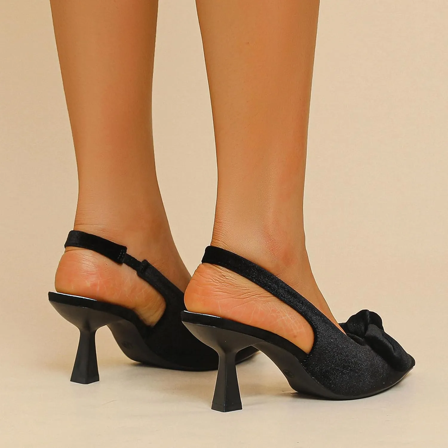 Slingback Heels for Women Bow Closed Pointed Toe Pumps Kitten Heel Wedding Party Dress Shoes