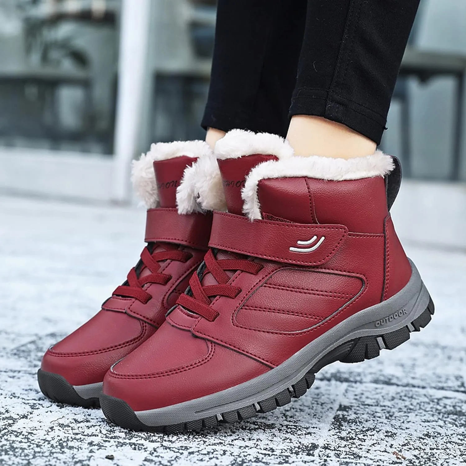 Snow Boots for Women Wide Calf Snow Booties for Women 2023 Womens Waterproof Boots Winter Zapatos De Nieve Mujer Womens Black Hiking Boots Waterproof Lightweight