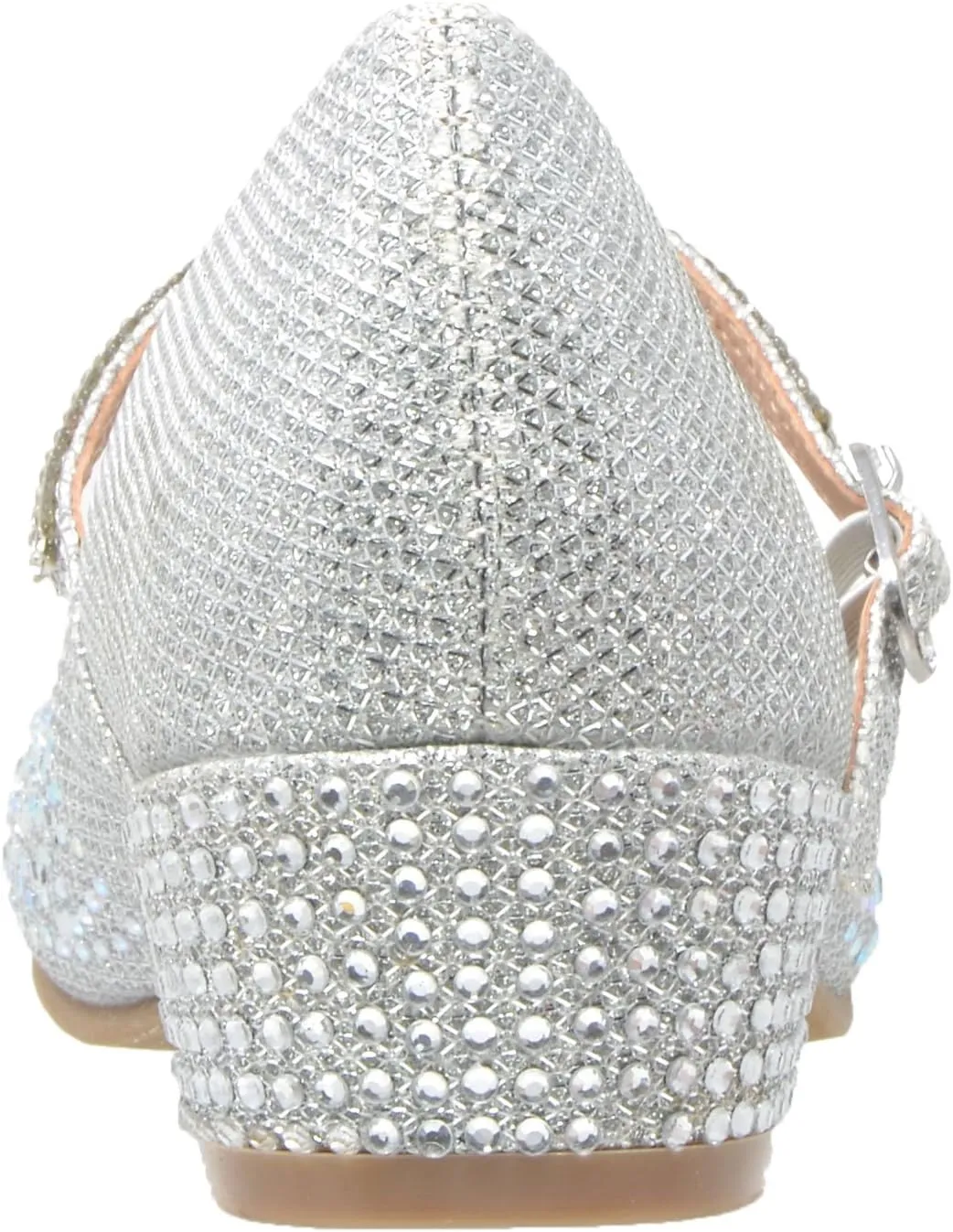 SOBEYO Kids Dress Shoes Low Chunky Heel Mary Jane Girls Pumps Rhinestone Strap