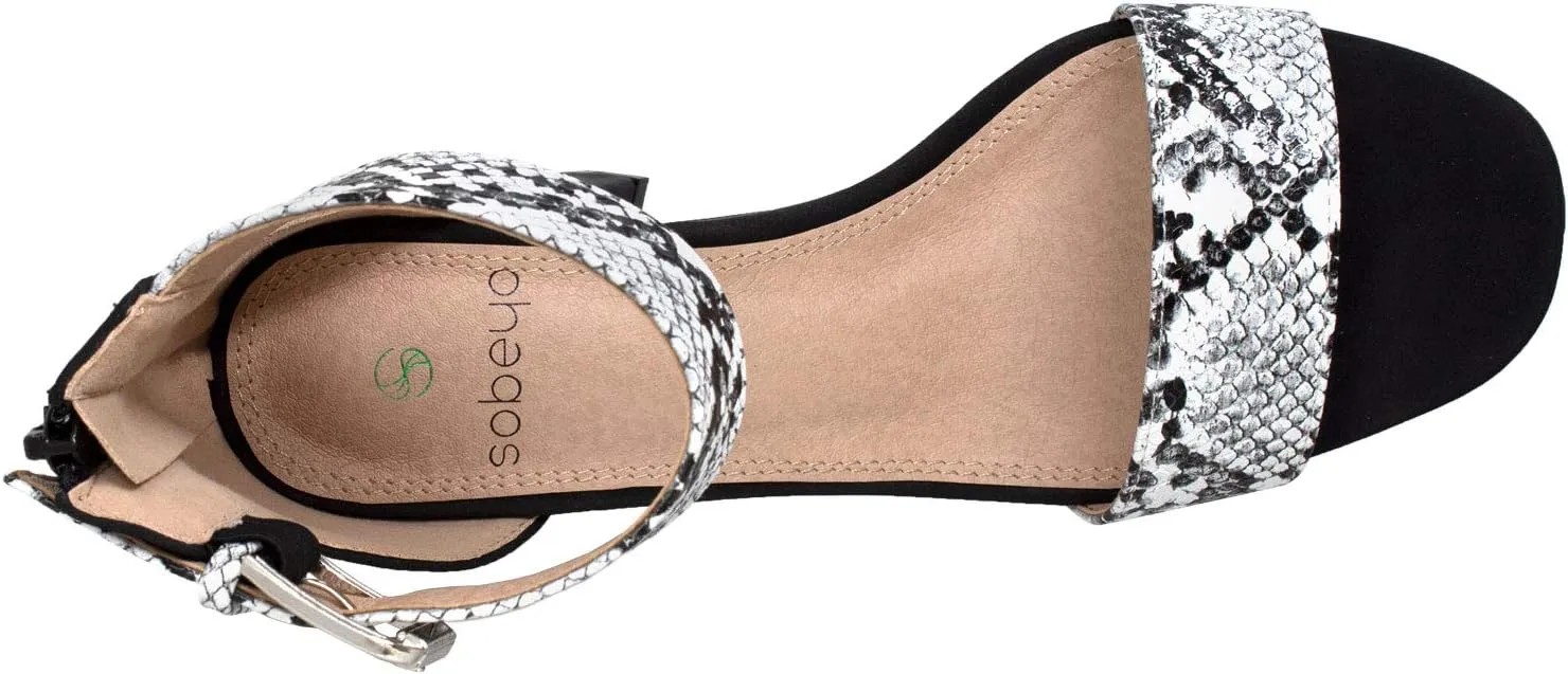 SOBEYO Women's Platform Sandals Ankle Strap Chunky Block High Heels Open Toe Shoes