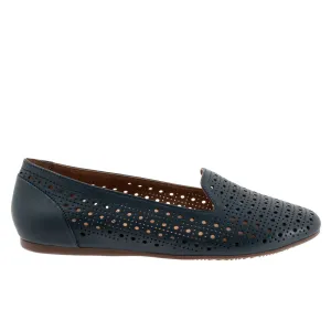Softwalk Shelby Perf S2317-400 Womens Blue Leather Loafer Flats Shoes