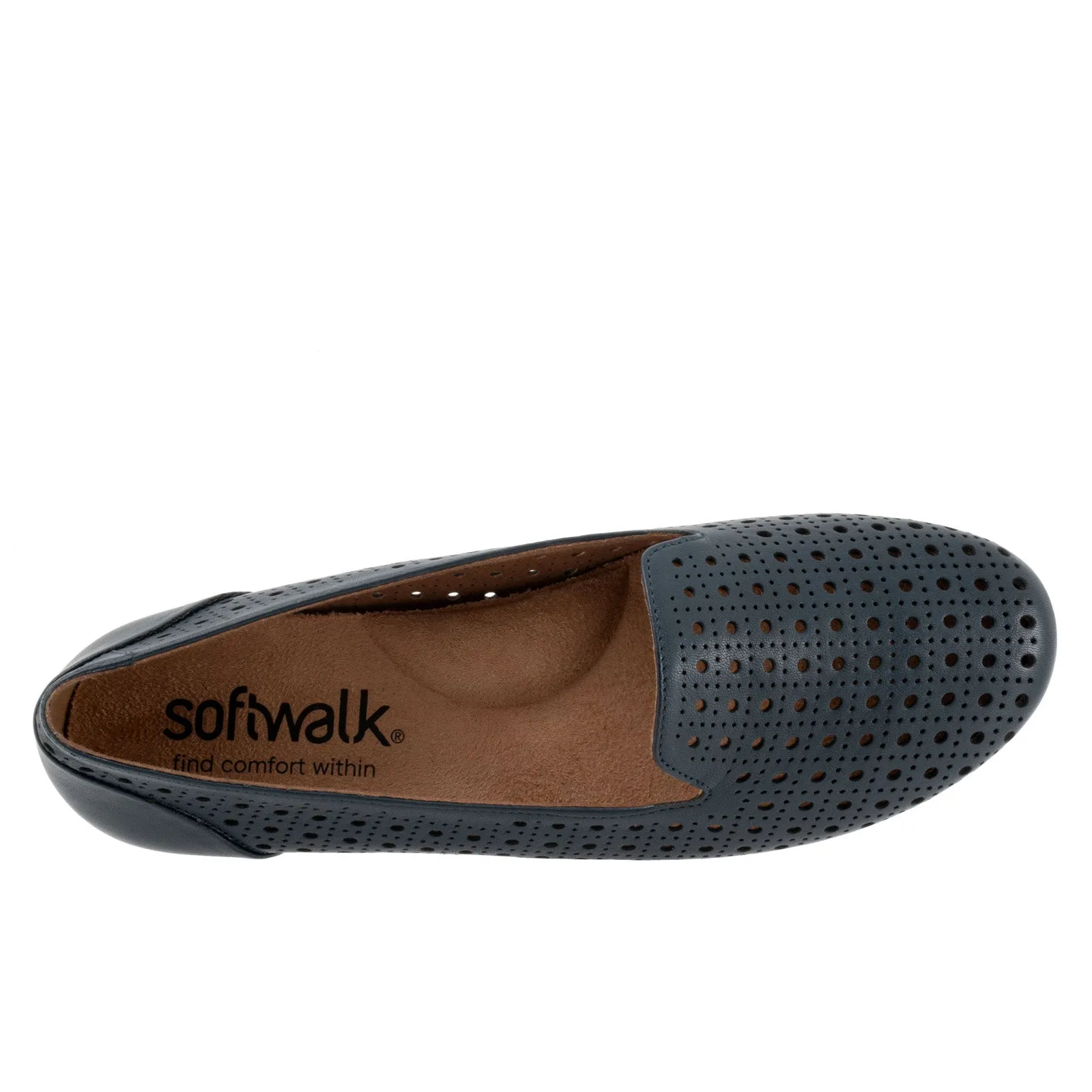 Softwalk Shelby Perf S2317-400 Womens Blue Leather Loafer Flats Shoes