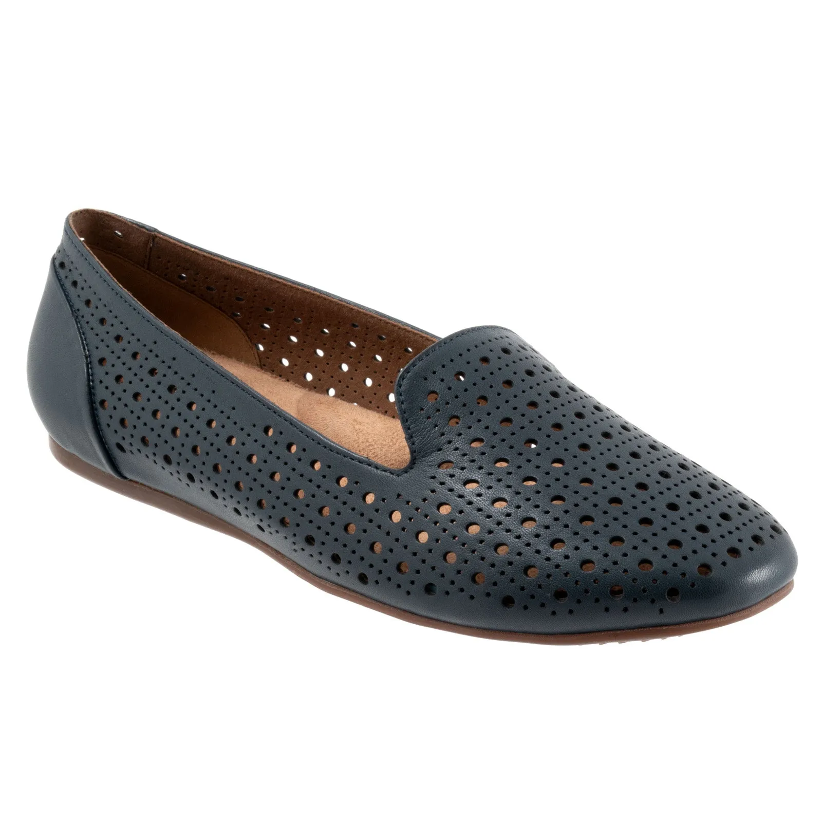 Softwalk Shelby Perf S2317-400 Womens Blue Leather Loafer Flats Shoes