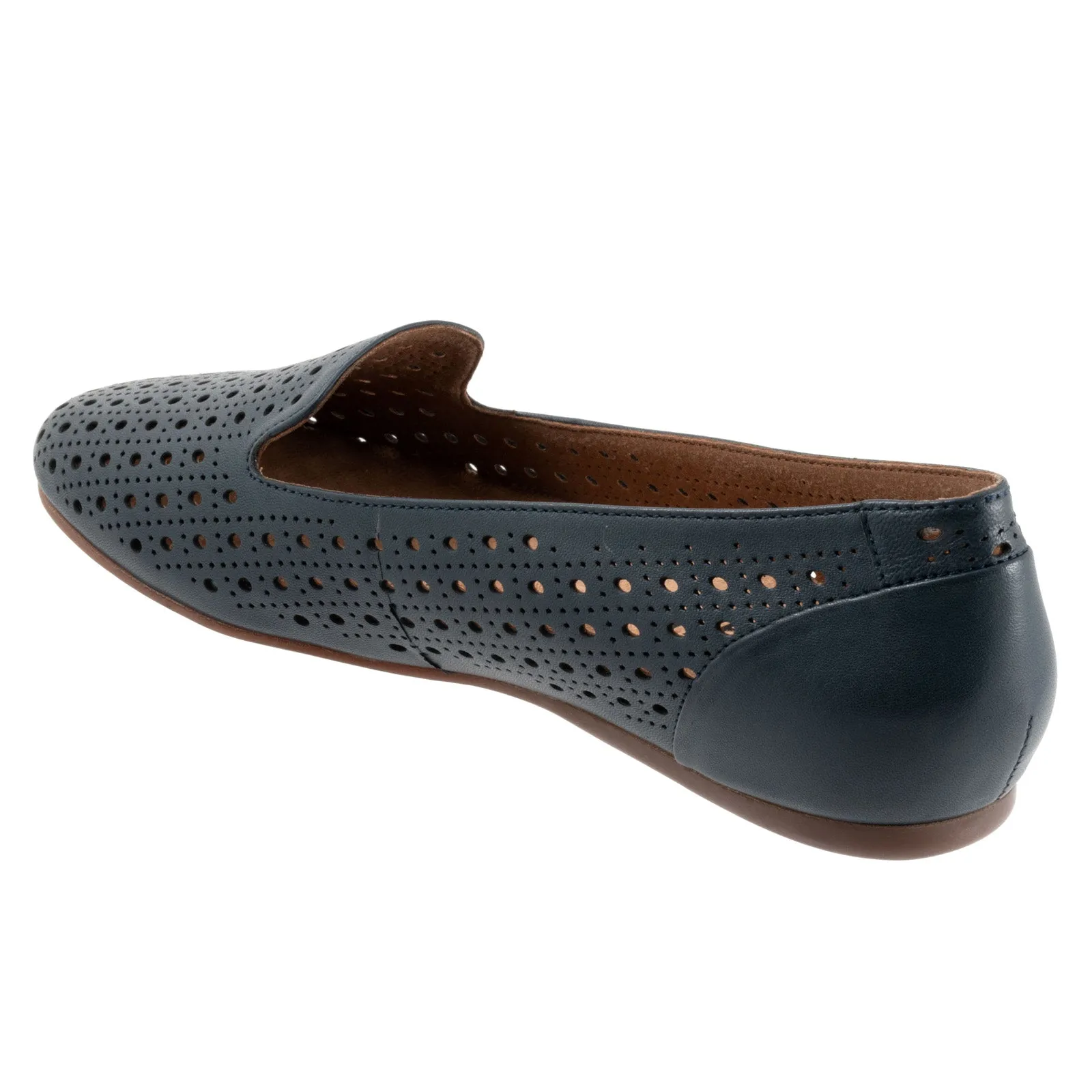 Softwalk Shelby Perf S2317-400 Womens Blue Leather Loafer Flats Shoes