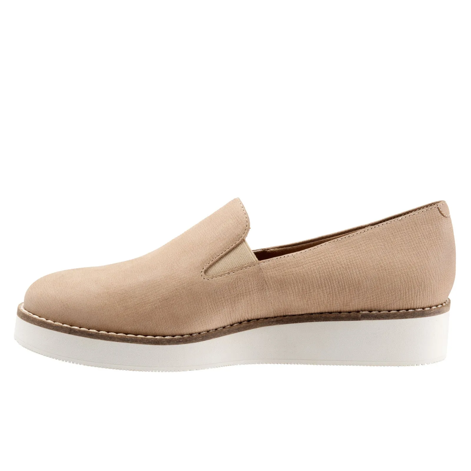 Softwalk Whistle S1810-234 Womens Beige Narrow Leather Loafer Flats Shoes