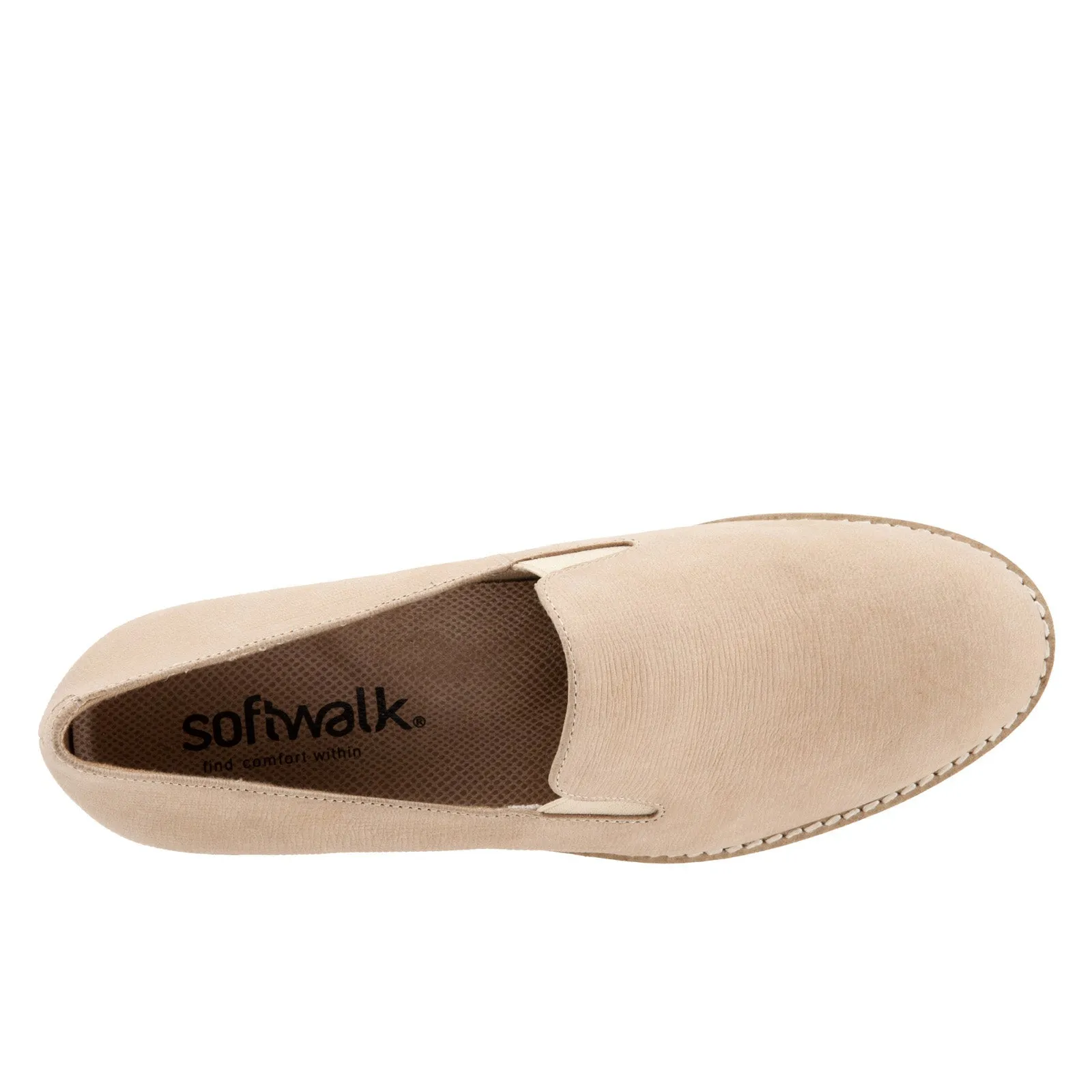 Softwalk Whistle S1810-234 Womens Beige Narrow Leather Loafer Flats Shoes