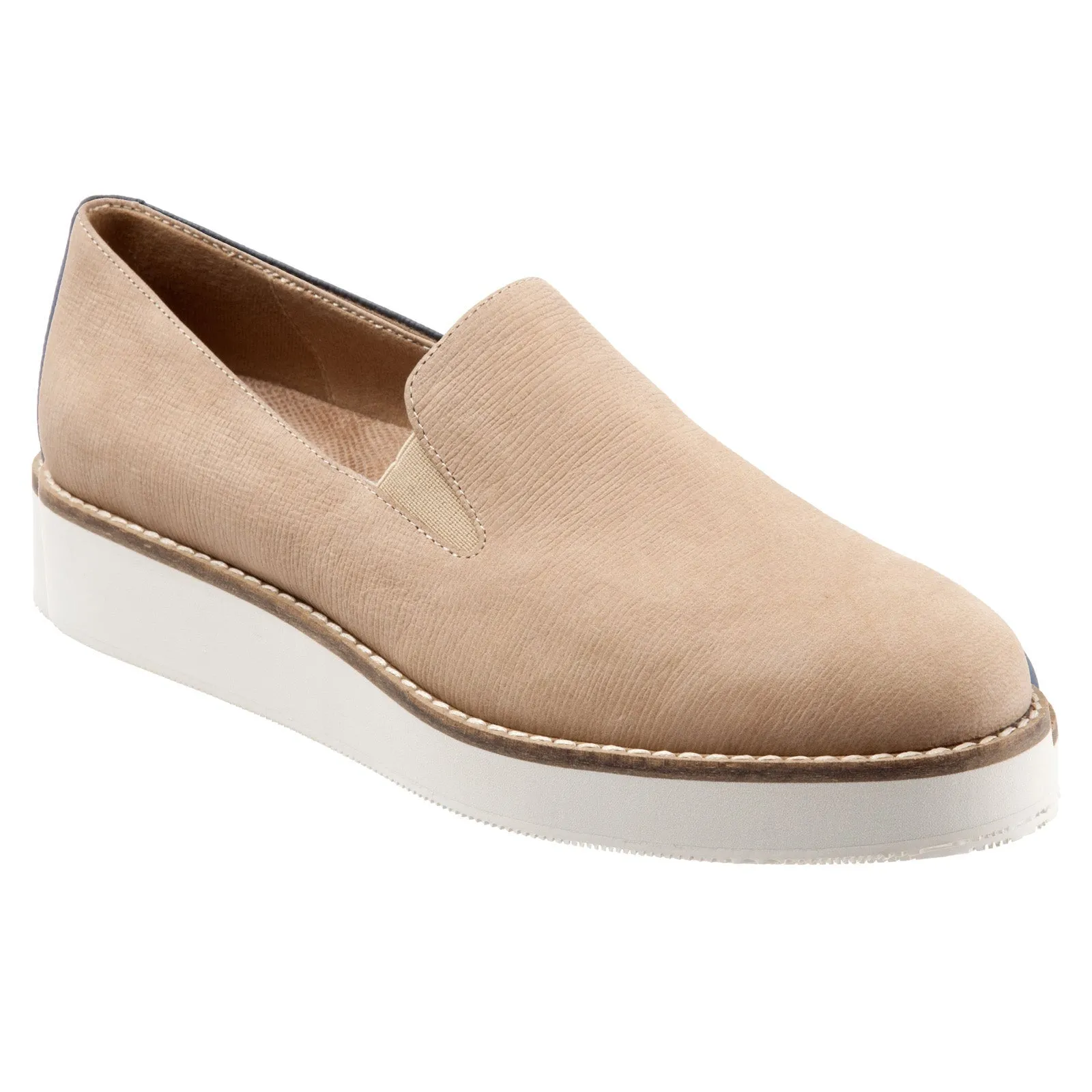 Softwalk Whistle S1810-234 Womens Beige Narrow Leather Loafer Flats Shoes