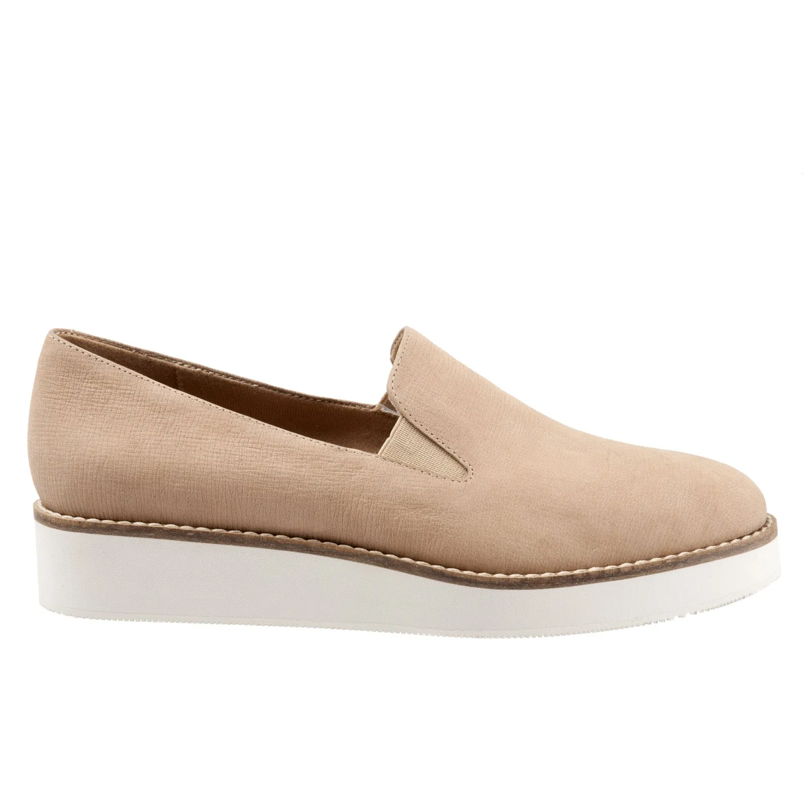 Softwalk Whistle S1810-234 Womens Beige Narrow Leather Loafer Flats Shoes