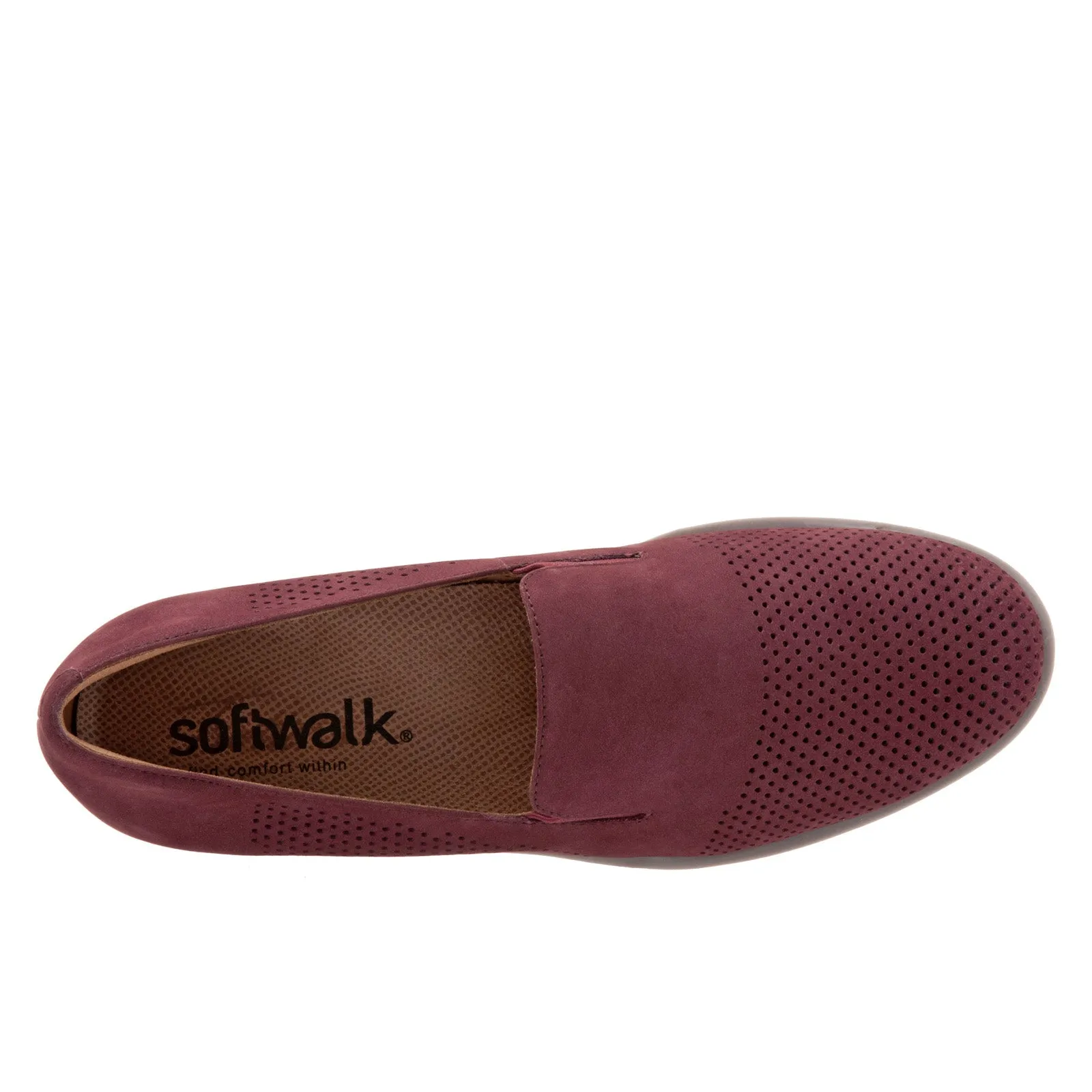 Softwalk Whistle S1810-606 Womens Burgundy Wide Leather Loafer Flats Shoes