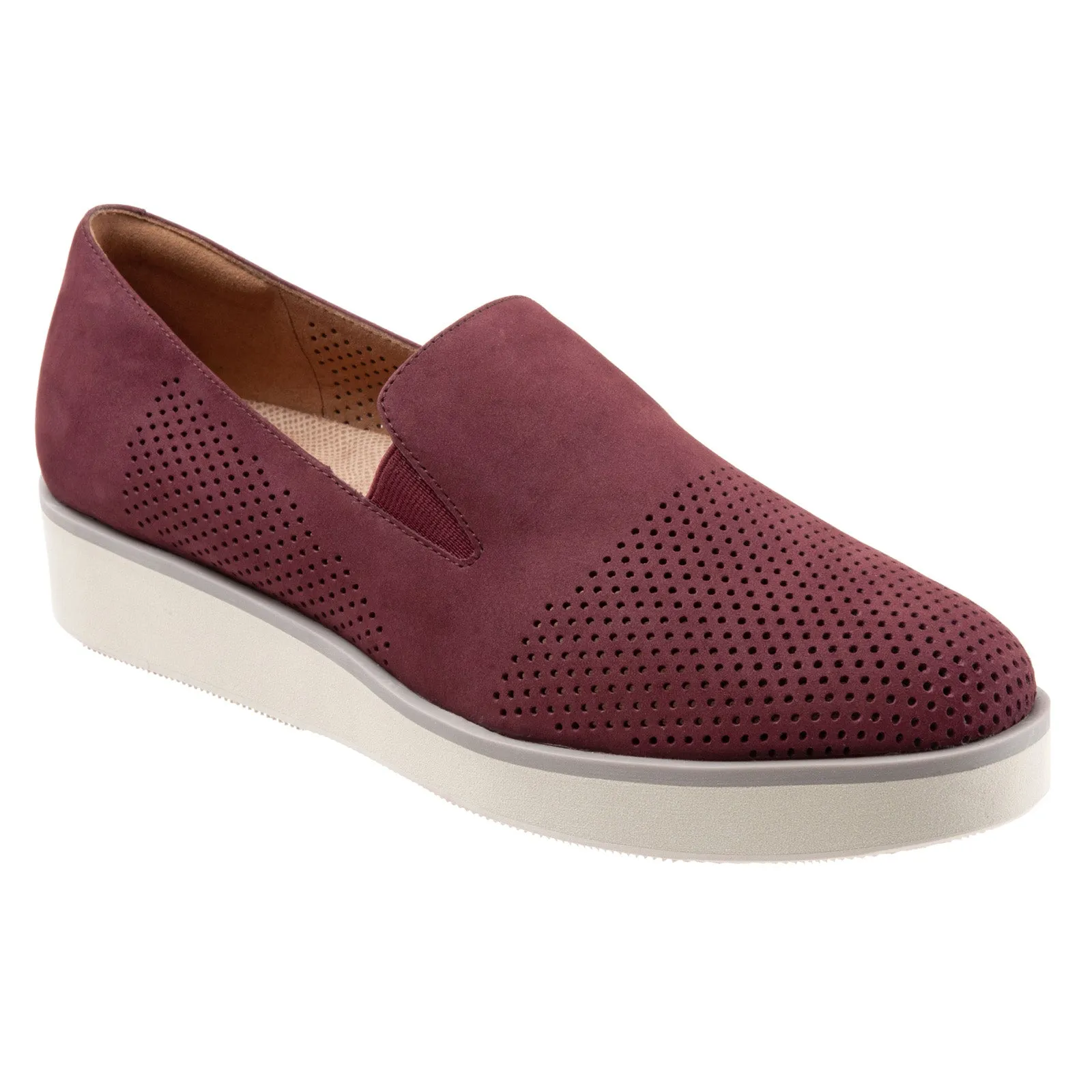 Softwalk Whistle S1810-606 Womens Burgundy Wide Leather Loafer Flats Shoes