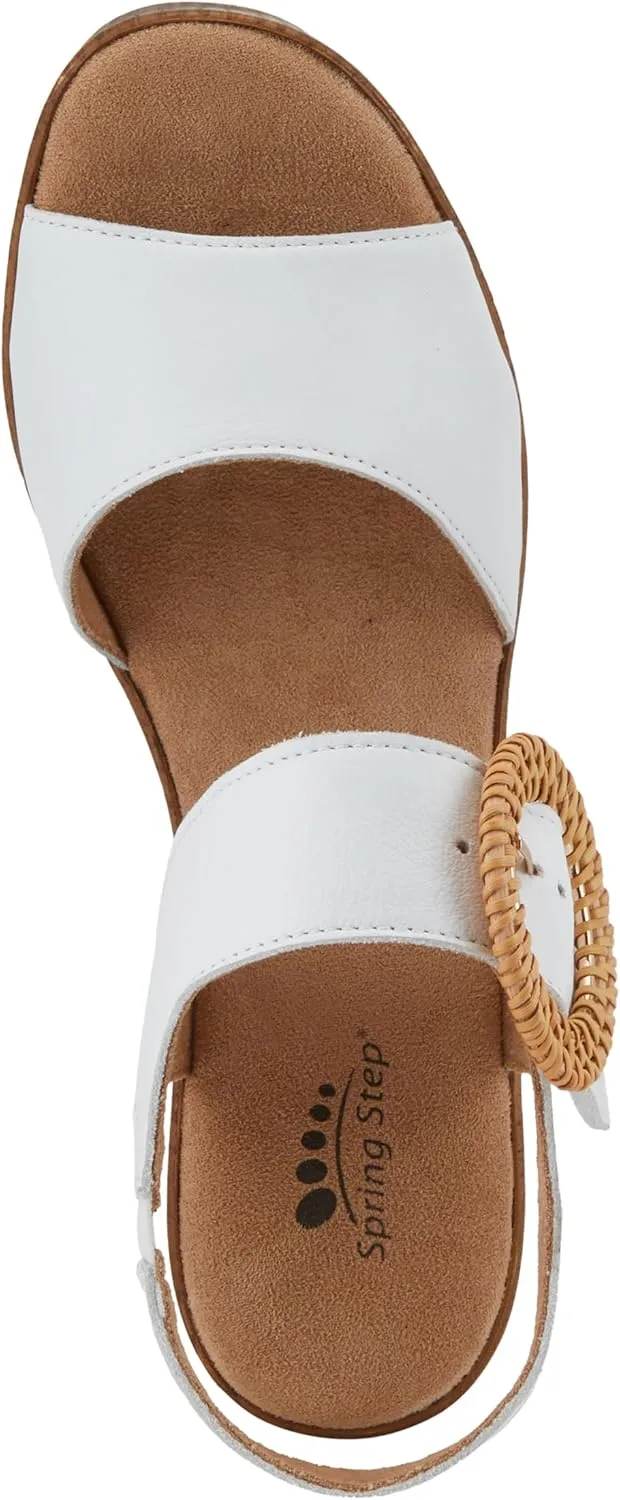 Spring Step Women's Gamona Ankle-Strap Heeled Sandal with Decorative Buckle - Cork Chunky High Heel