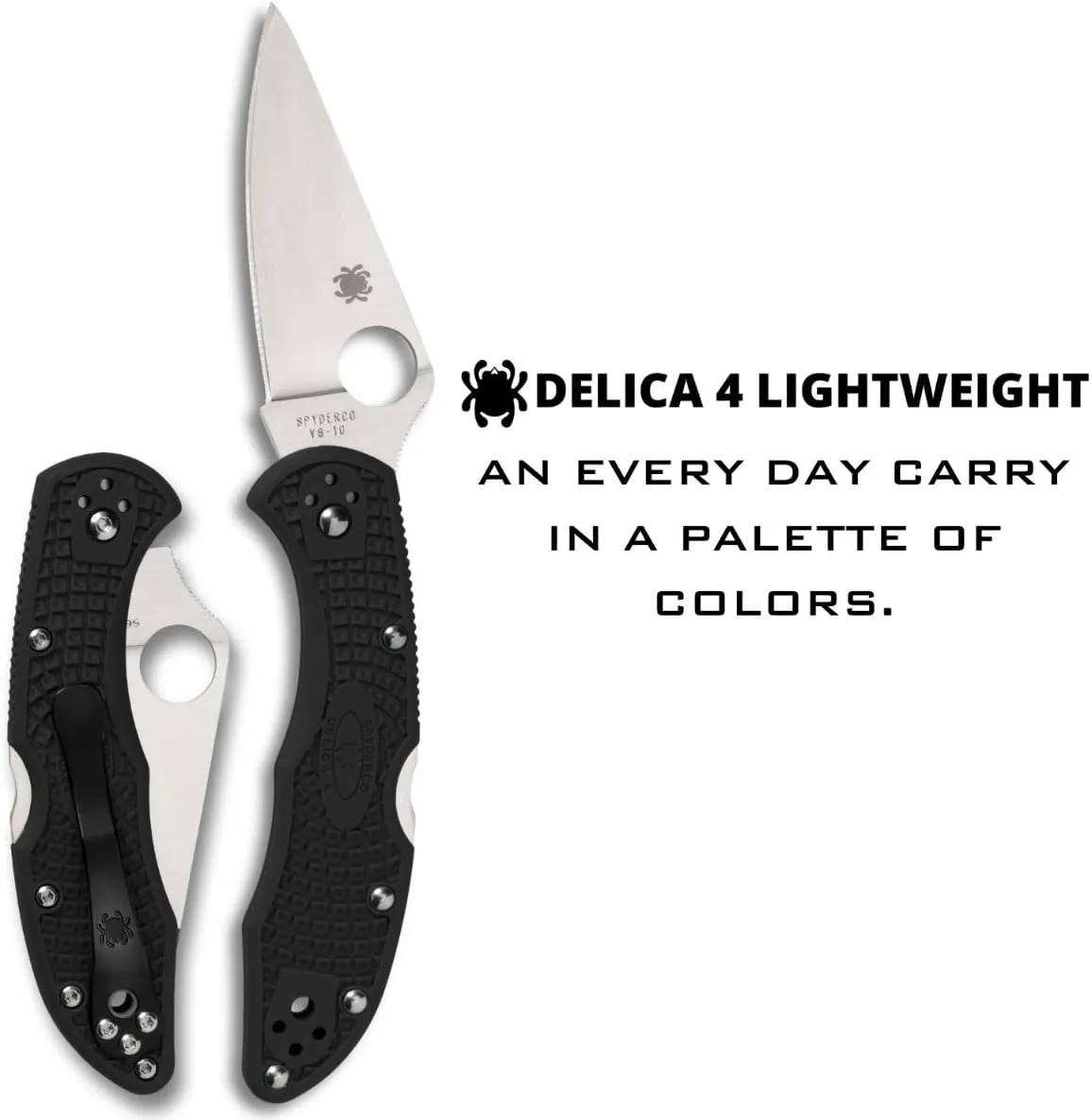Spyderco Delica 4 Lightweight 7.15" Signature Folding Knife with 2.90" Flat-Ground Steel Blade and High-Strength FRN Handle - PlainEdge Grind