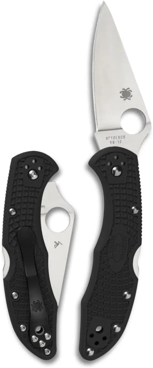 Spyderco Delica 4 Lightweight 7.15" Signature Folding Knife with 2.90" Flat-Ground Steel Blade and High-Strength FRN Handle - PlainEdge Grind