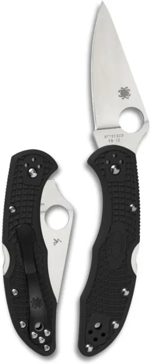Spyderco Delica 4 Lightweight 7.15" Signature Folding Knife with 2.90" Flat-Ground Steel Blade and High-Strength FRN Handle - PlainEdge Grind