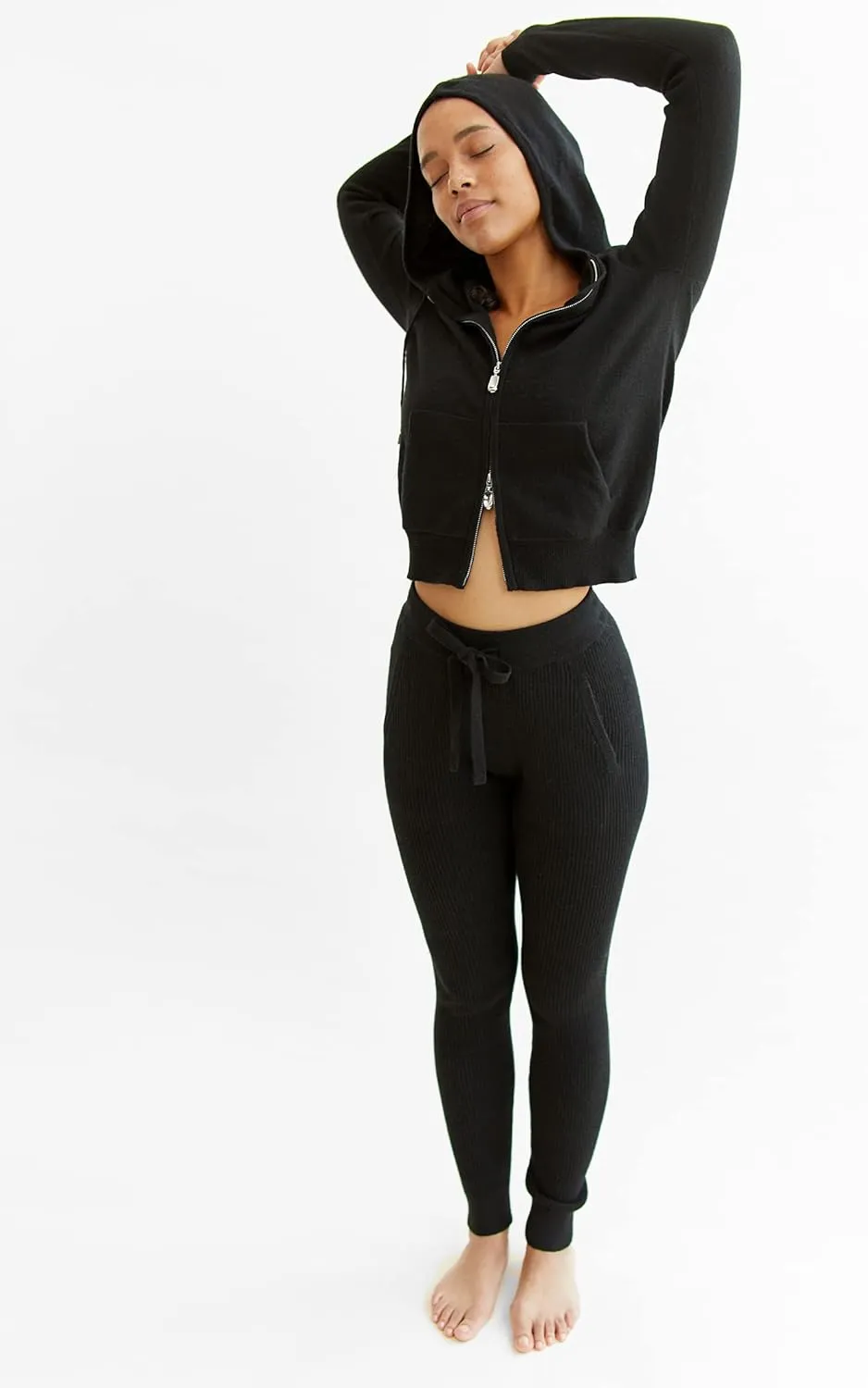 State Cashmere Women’s Loungewear Set 100% Pure Cashmere Ribbed Sweater and Jogger Pants (Tops and Bottoms Sold Separately)