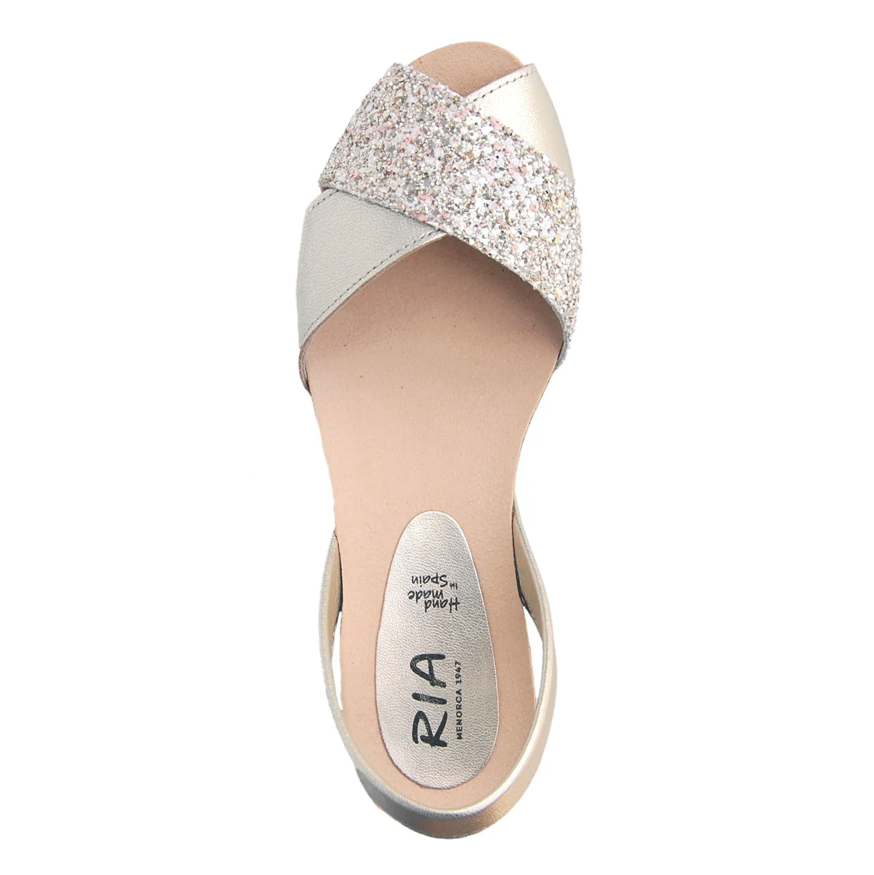 Stella Cork Wedge in Rose Gold Glitter