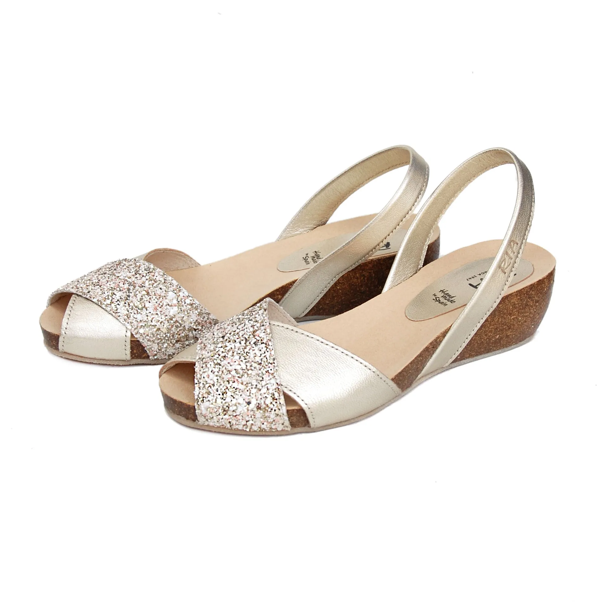 Stella Cork Wedge in Rose Gold Glitter