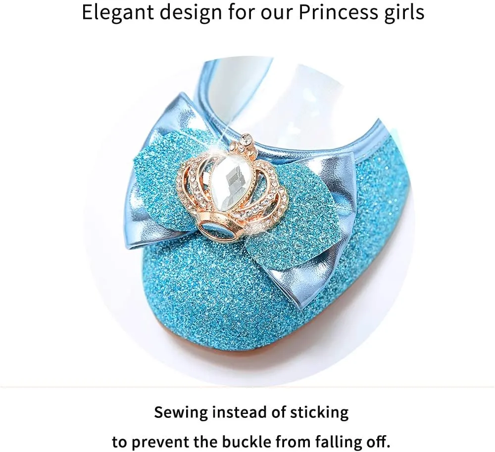 Stelle Girls Dress Shoes Glitter Princess Shoe Flower Mary Jane Low Heels Party Wedding Prom Footwear for Toddler Kids