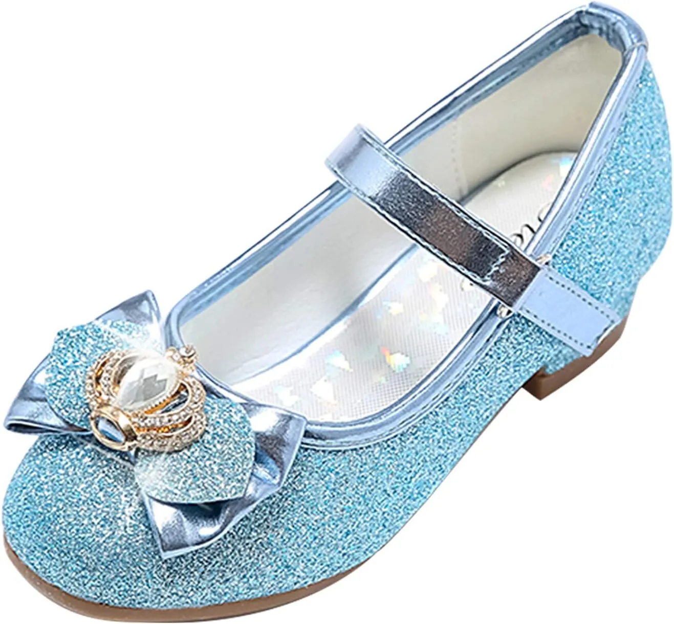 Stelle Girls Dress Shoes Glitter Princess Shoe Flower Mary Jane Low Heels Party Wedding Prom Footwear for Toddler Kids