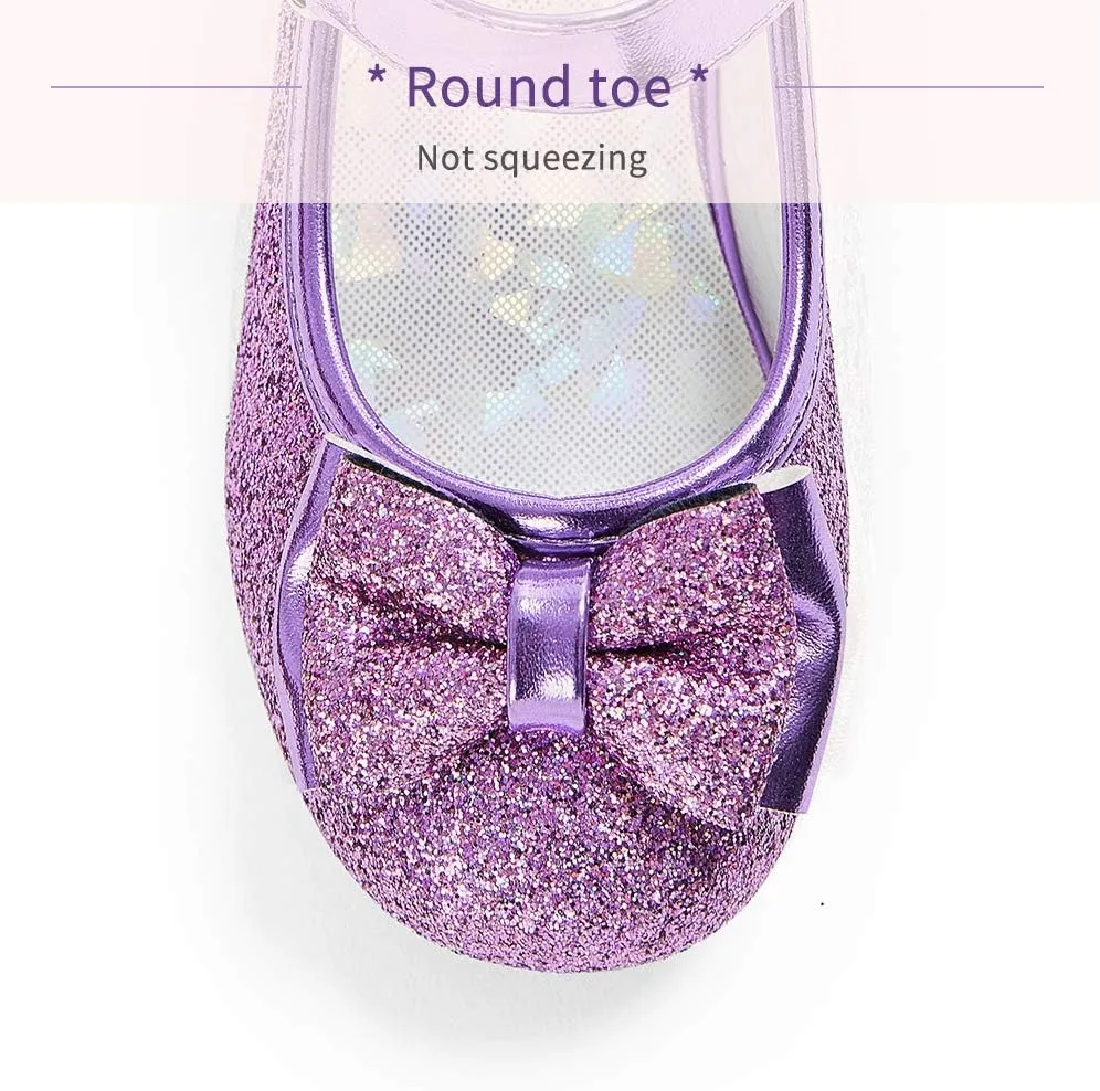 Stelle Girls Dress Shoes Glitter Princess Shoe Flower Mary Jane Low Heels Party Wedding Prom Footwear for Toddler Kids