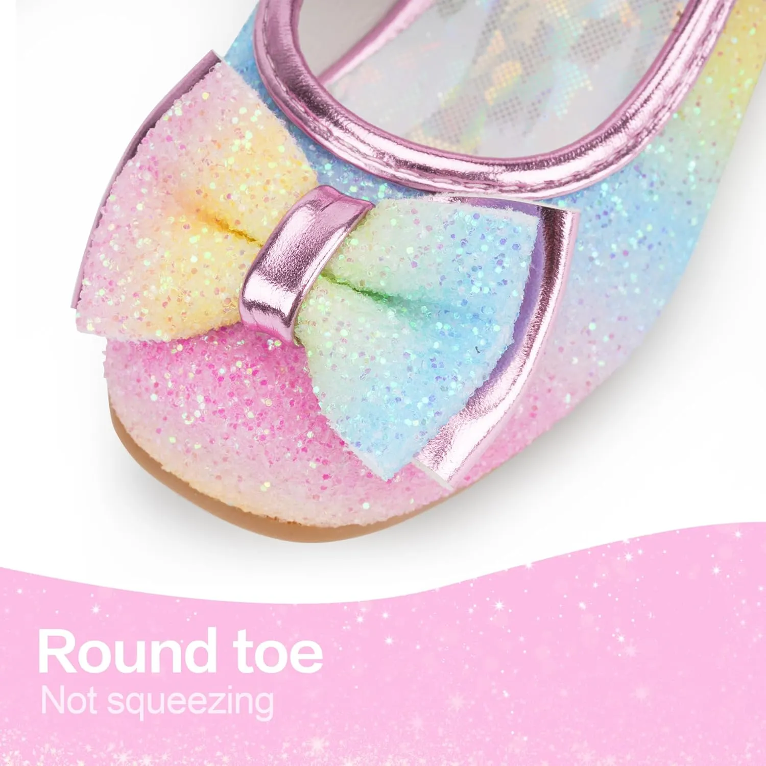 Stelle Girls Dress Shoes Glitter Princess Shoe Flower Mary Jane Low Heels Party Wedding Prom Footwear for Toddler Kids