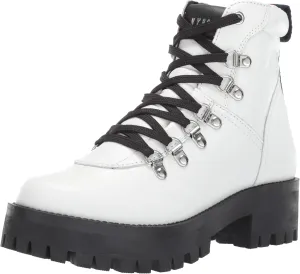 Steve Madden Women's BAM Hiking Boot, white leather, 7.5 M US