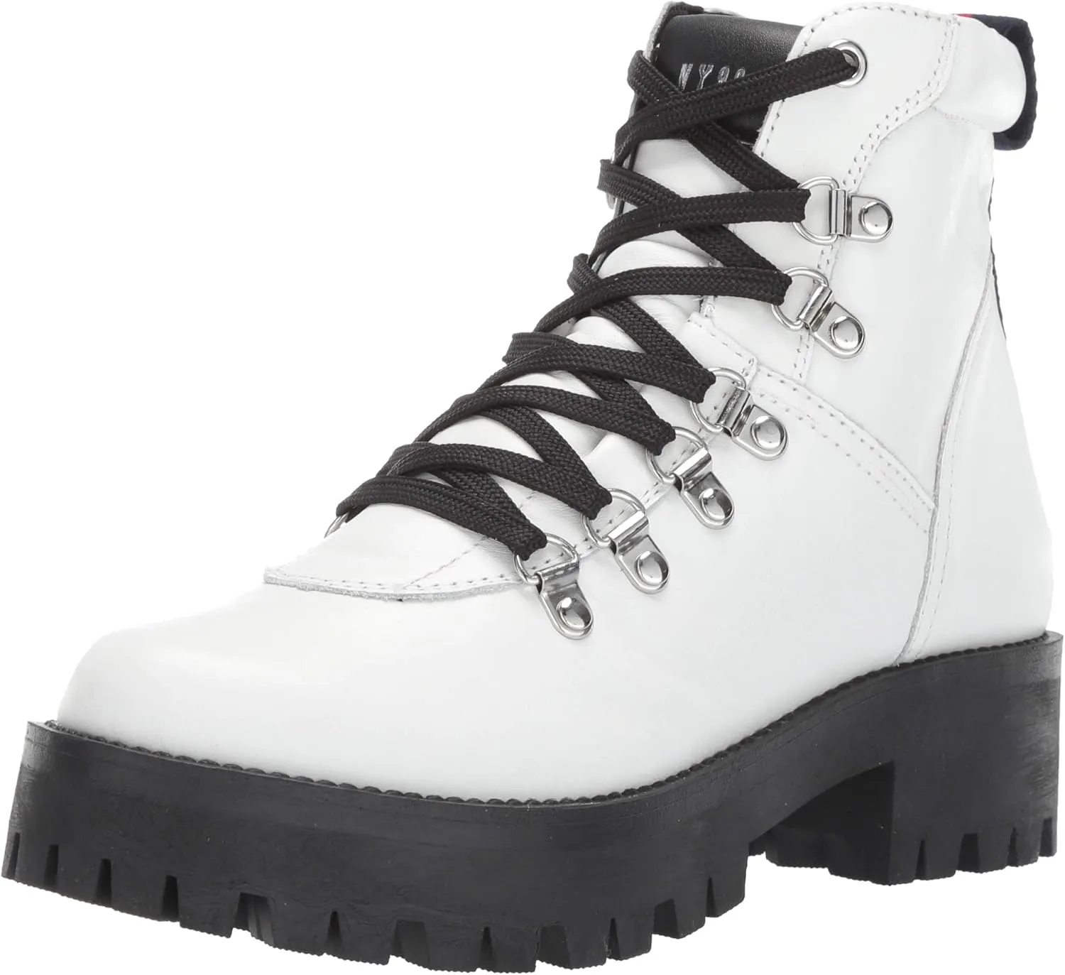 Steve Madden Women's BAM Hiking Boot, white leather, 7.5 M US