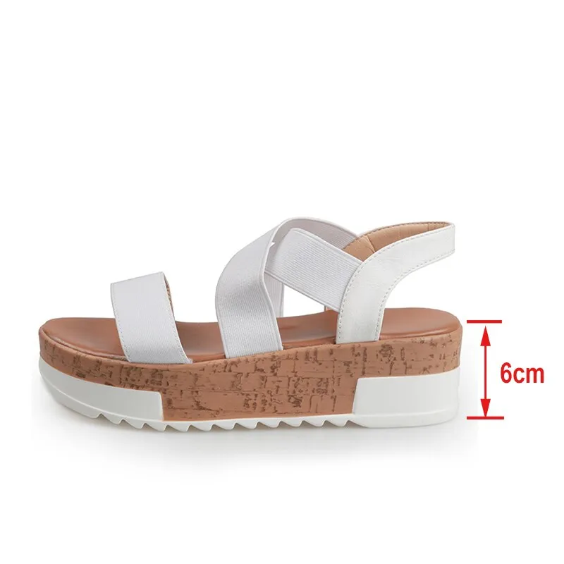 Stretch Fabric Platform Flat Sandals