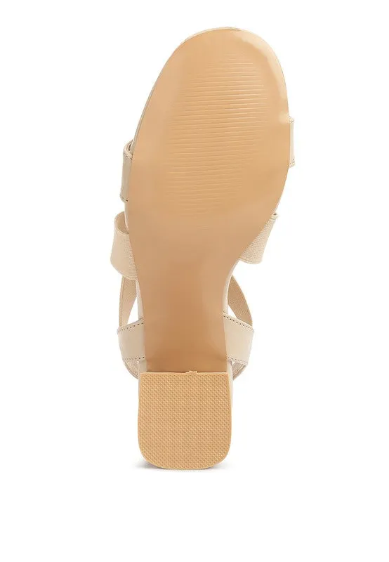 Stretch Straps Block Sandals