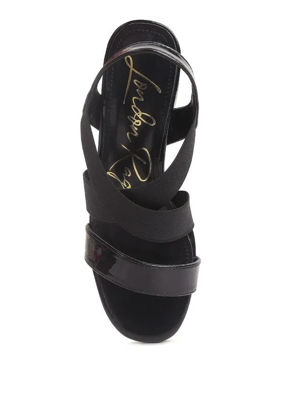 Stretch Straps Block Sandals