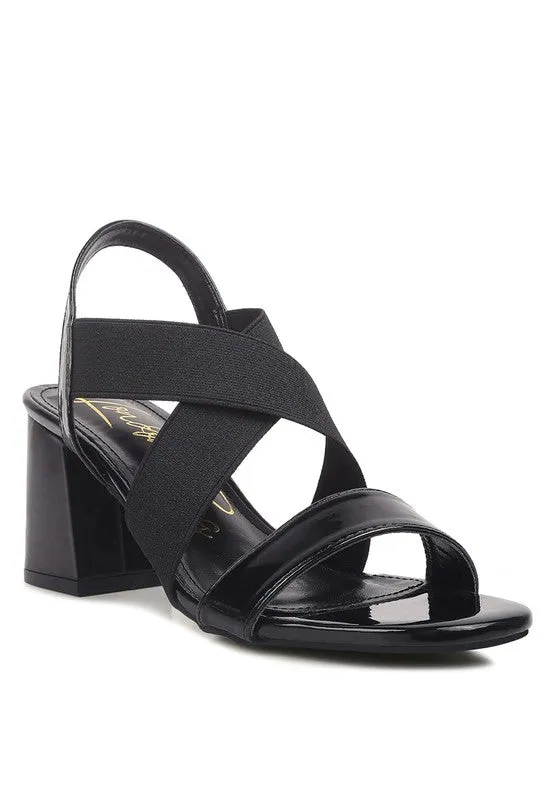 Stretch Straps Block Sandals