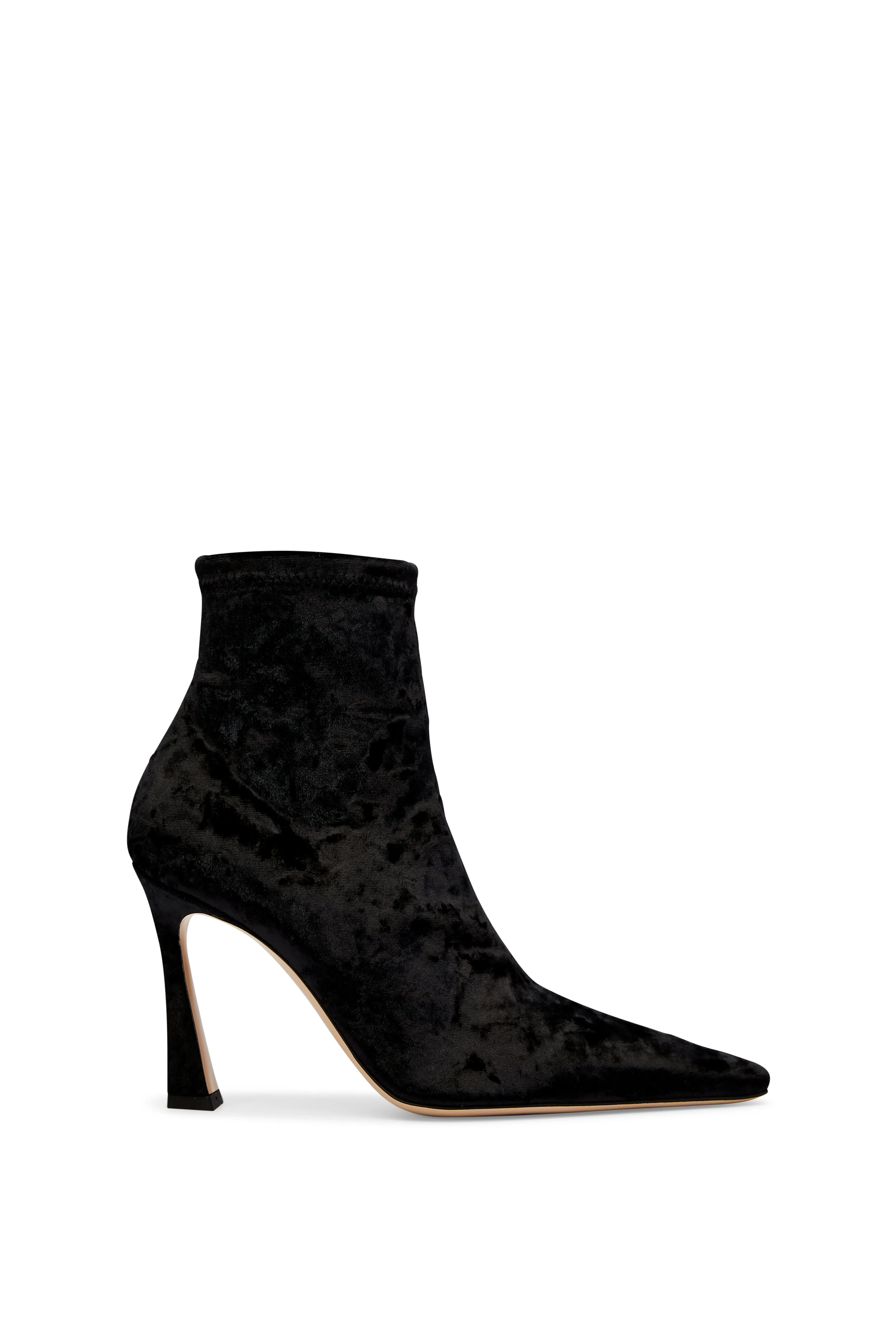 STRETCH VELVET ANKLE BOOT 9.5 - BLACK