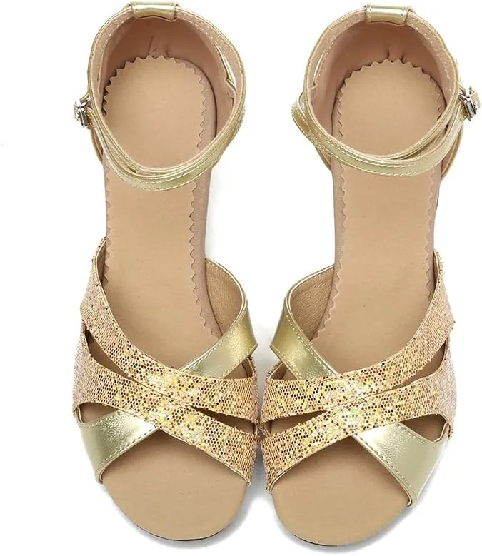 SWDZM Glitter Latin Dance Shoes for Women Salsa Bachata Ballroom Performance Dance Shoes Outdoor