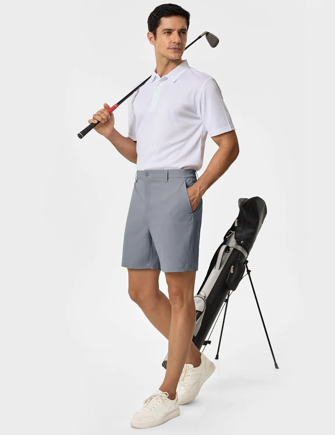 TACVASEN Men's 7" Golf Casual Shorts with 6 Pockets Stretch Lightweight Dress Work Short Flat Front Quick Dry for Summer