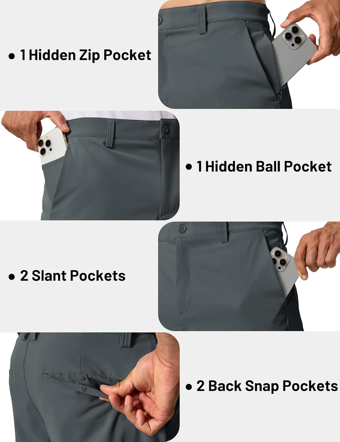 TACVASEN Men's 7" Golf Casual Shorts with 6 Pockets Stretch Lightweight Dress Work Short Flat Front Quick Dry for Summer