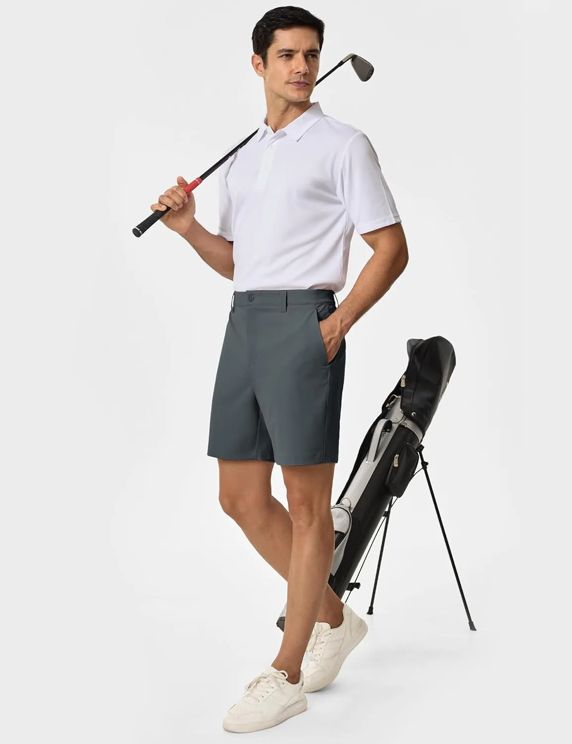 TACVASEN Men's 7" Golf Casual Shorts with 6 Pockets Stretch Lightweight Dress Work Short Flat Front Quick Dry for Summer