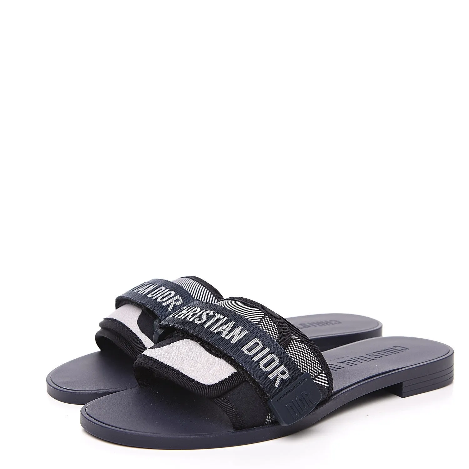 Technical Stretch Fabric Camouflage Dior revolution Slide Sandals Deep Blue