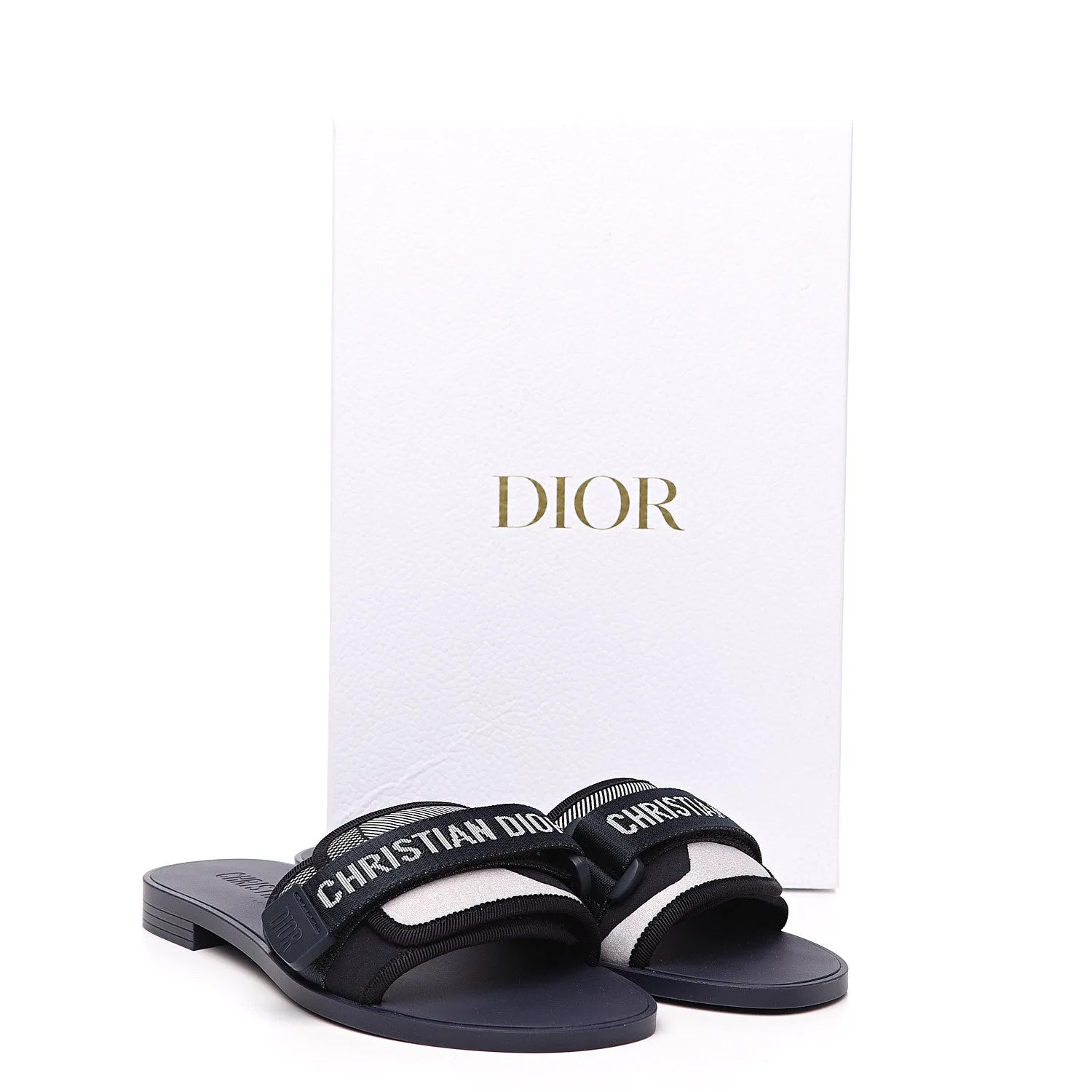 Technical Stretch Fabric Camouflage Dior revolution Slide Sandals Deep Blue