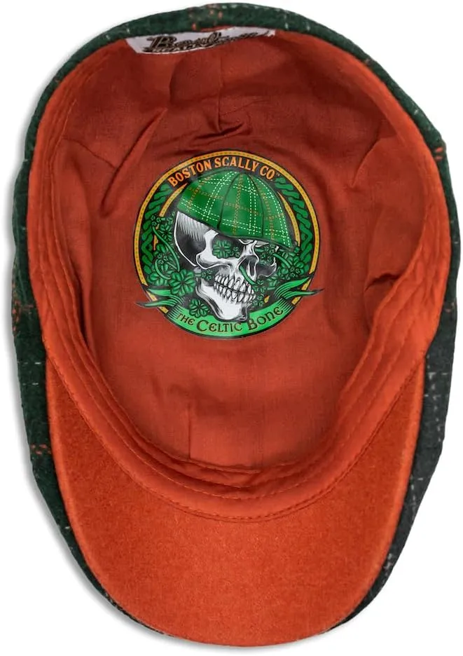 The Original Boston Scally Cap - The Celtic Bone Mens Flat Hat - Six Panel Newsboy Cap for Men - Green