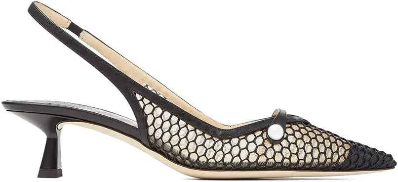 THESHY Women's Slingback Kitten Heel Glitter Pointed Toe Pearl Low Heel Pumps Casual Wedding Shoes for Women Fashion Dress Shoes
