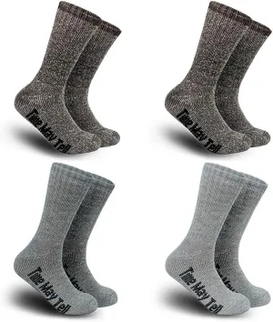 Time May Tell Mens Merino Wool Hiking Cushion Socks Thermal Warm Crew Winter Boot Socks Pack (2/4 Pair,6-13 Size)
