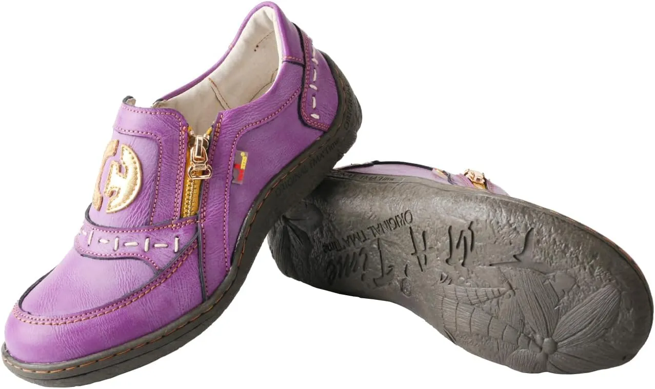 TMA EYES Women's Non-Slip Leather Casual Slip On Comfort Walking Flat Shoes