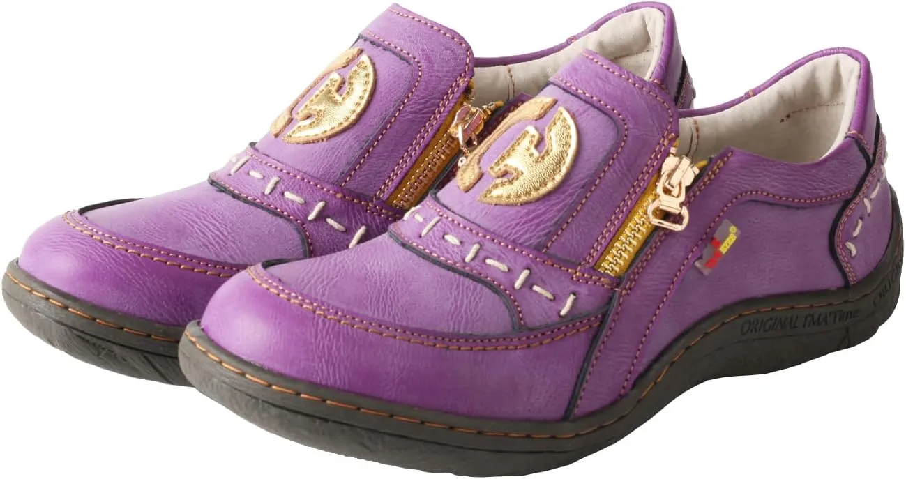 TMA EYES Women's Non-Slip Leather Casual Slip On Comfort Walking Flat Shoes