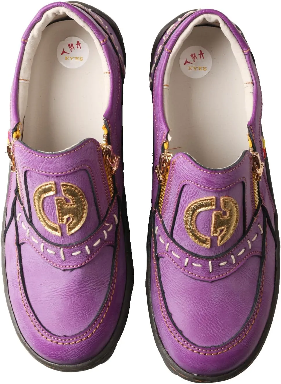TMA EYES Women's Non-Slip Leather Casual Slip On Comfort Walking Flat Shoes