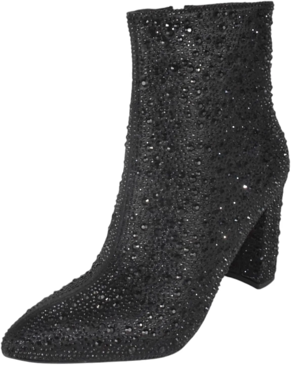 TOP Moda Women Ankle Boots Block High Heels Rhinestone Bling Glitter Short Booties Side Zipper Pointed-Toe Brazil-8