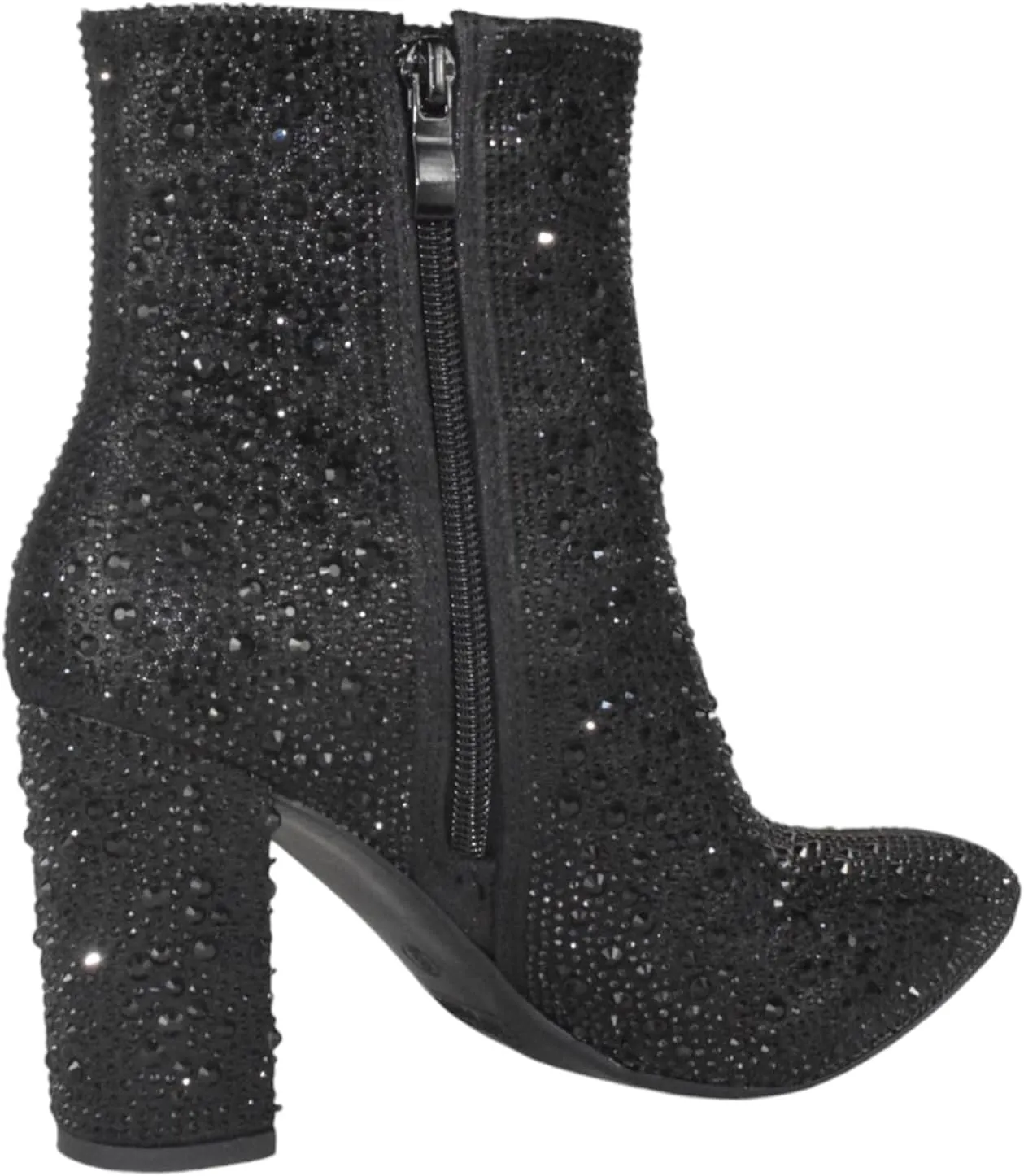 TOP Moda Women Ankle Boots Block High Heels Rhinestone Bling Glitter Short Booties Side Zipper Pointed-Toe Brazil-8