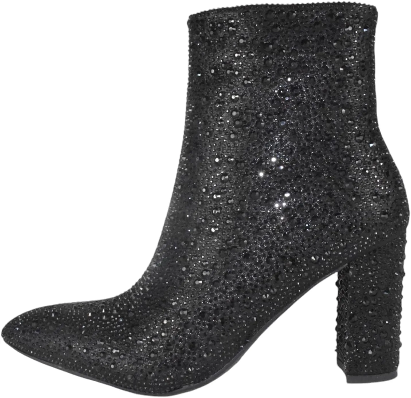 TOP Moda Women Ankle Boots Block High Heels Rhinestone Bling Glitter Short Booties Side Zipper Pointed-Toe Brazil-8