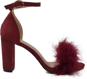 TOP Moda Womens Hannah-1 Platform Chunky Heel Metallic Glitter Party Ankle Strap High Heel Sandal Wine Su 10