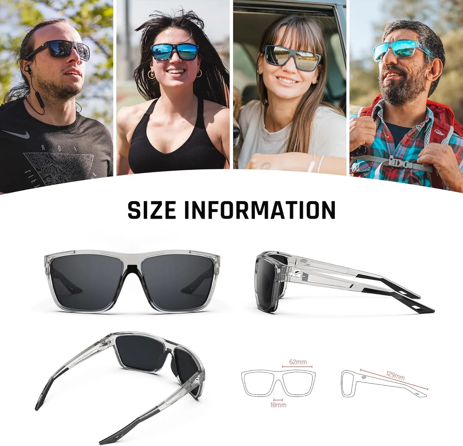 TOREGE Mens Women Sunglasses Polarized Sports UV Protection Wraparound Lightweight Sunglasses for Fishing Golfing NAUTILUS